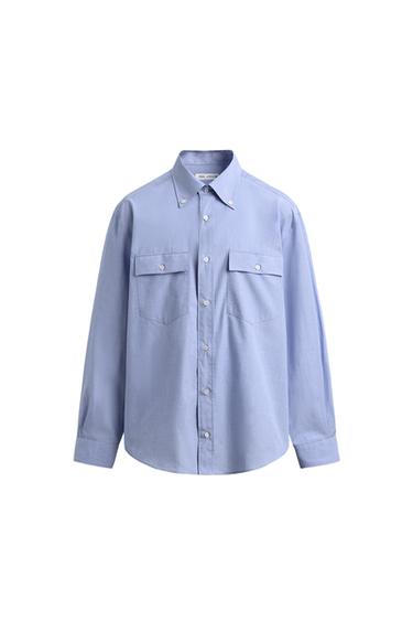 CHEMISE RELAXED FIT À POCHES - Bleu ciel de Zara