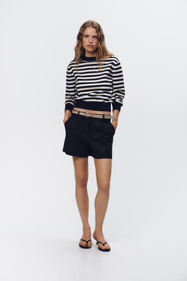 BERMUDA PINZAS CINTURÓN - Negro de Zara - Imagen 0