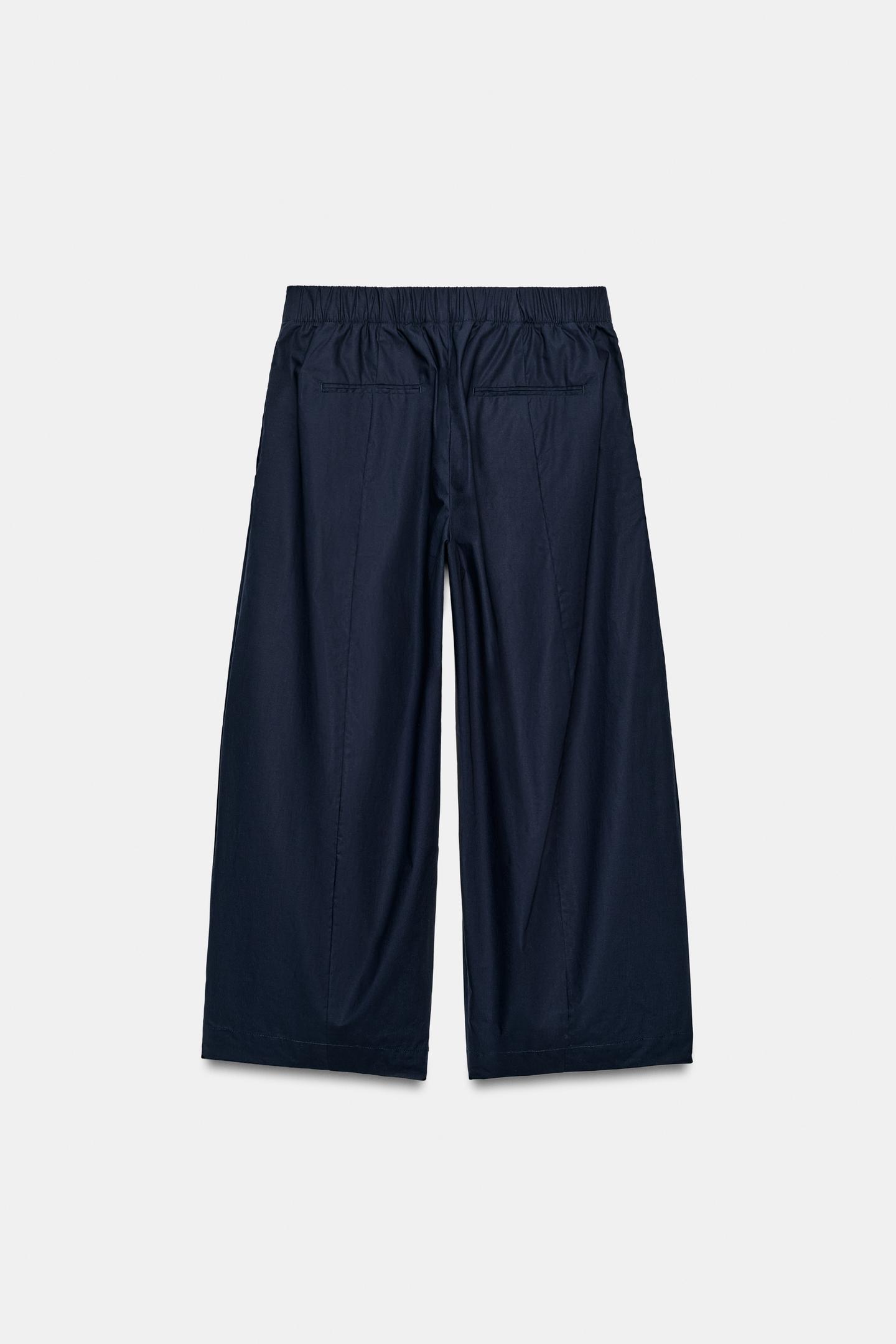 Женские брюки Zara ZW Collection Barrel, цвет: Тёмно-синий — фото 8