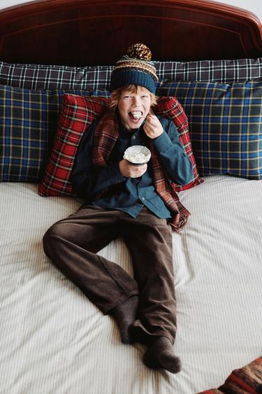 CAMISA FRANELA BOLSILLO - Azul pato de Zara