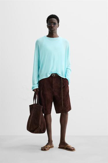 Zara VISKOOSI- JA LINASEGUNE SÄRK - Türkiis - Pilt 0
