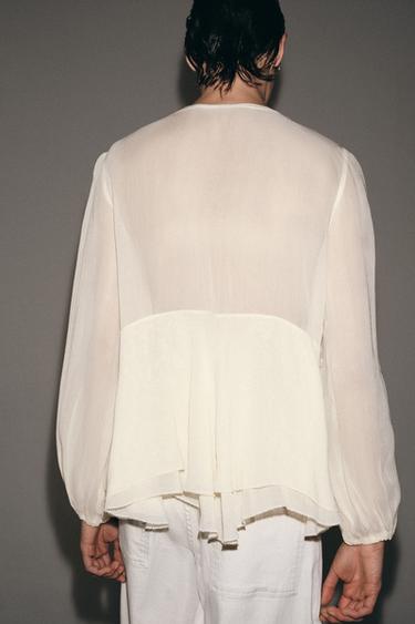 BLOUSE À VOLANTS ZW COLLECTION - Écru de Zara - Image 2