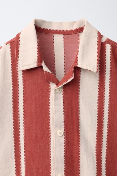 STRIPED SHIRT - Red by Zara - Image 2