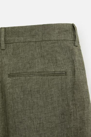 PANTALON DE COSTUME 100 % LIN - Kaki foncé de Zara - Image 8