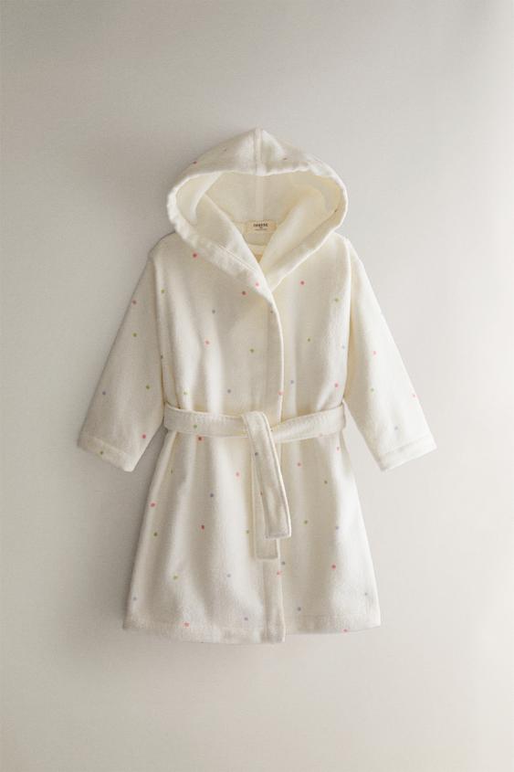 KIDS' VELOUR POLKA DOT BATHROBE - Oyster-white by Zara - Image 0