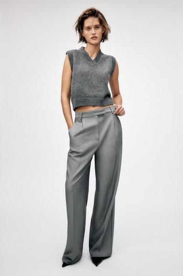 PLAIN KNIT WAISTCOAT - Mid-grey by Zara