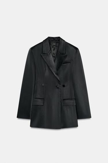 BLAZER ACETINADO COM BOTÃO MULTIPOSIÇÃO - Preto da Zara