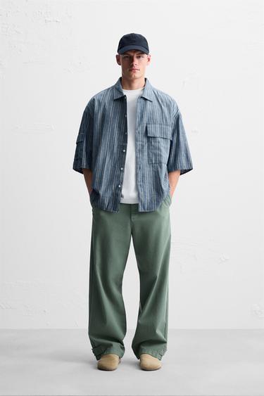 CHEMISE RAYURES POCHES - Bleu de Zara - Image 0