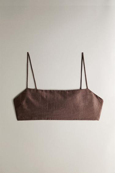 ENSFARVET STROPTOP - Brun fra Zara - Billede 0