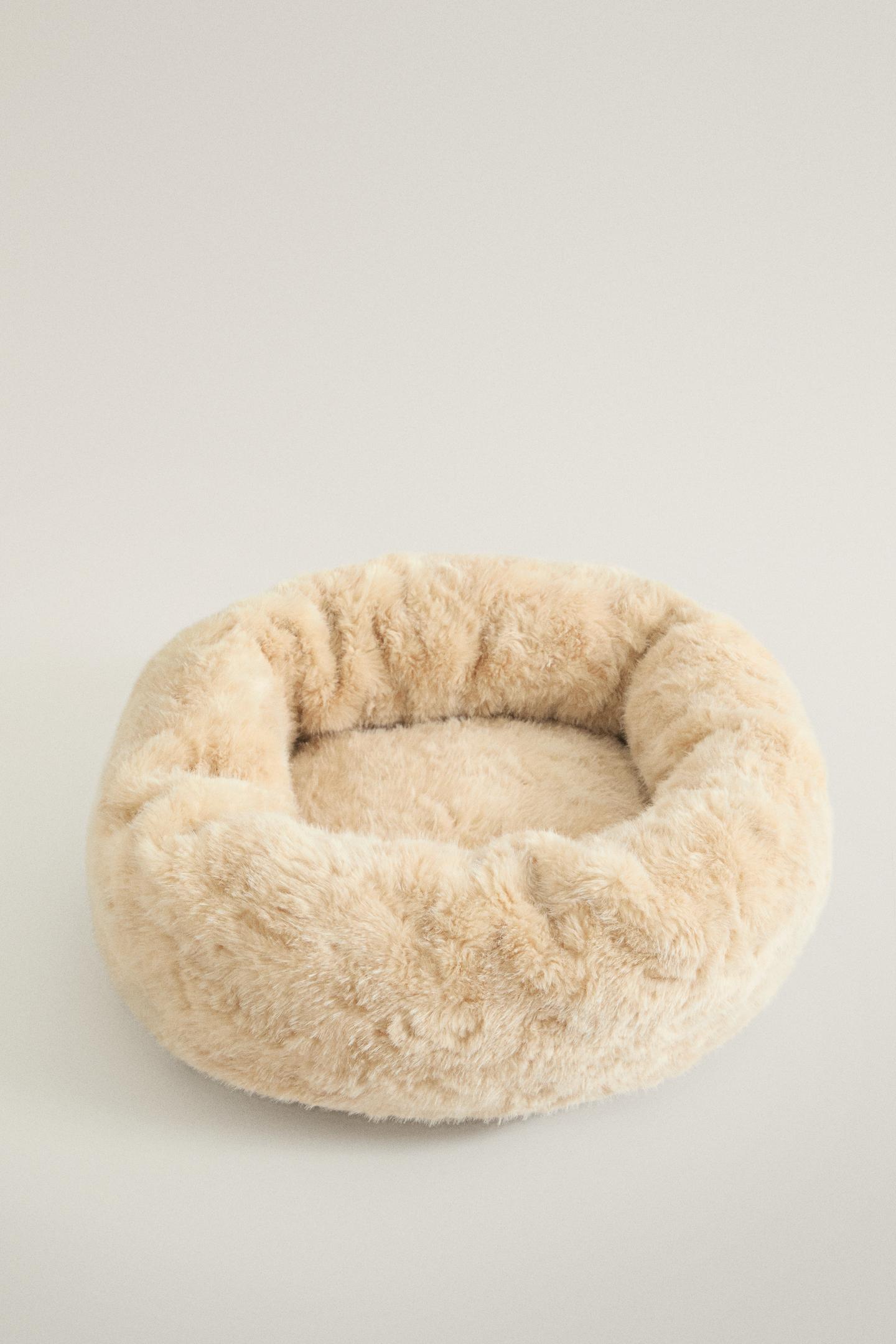 Лежанки Zara Round Fur Pet Bed, цвет: Бежевый — фото 2