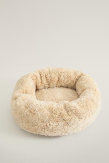 ROUND FUR PET BED — Beige 2