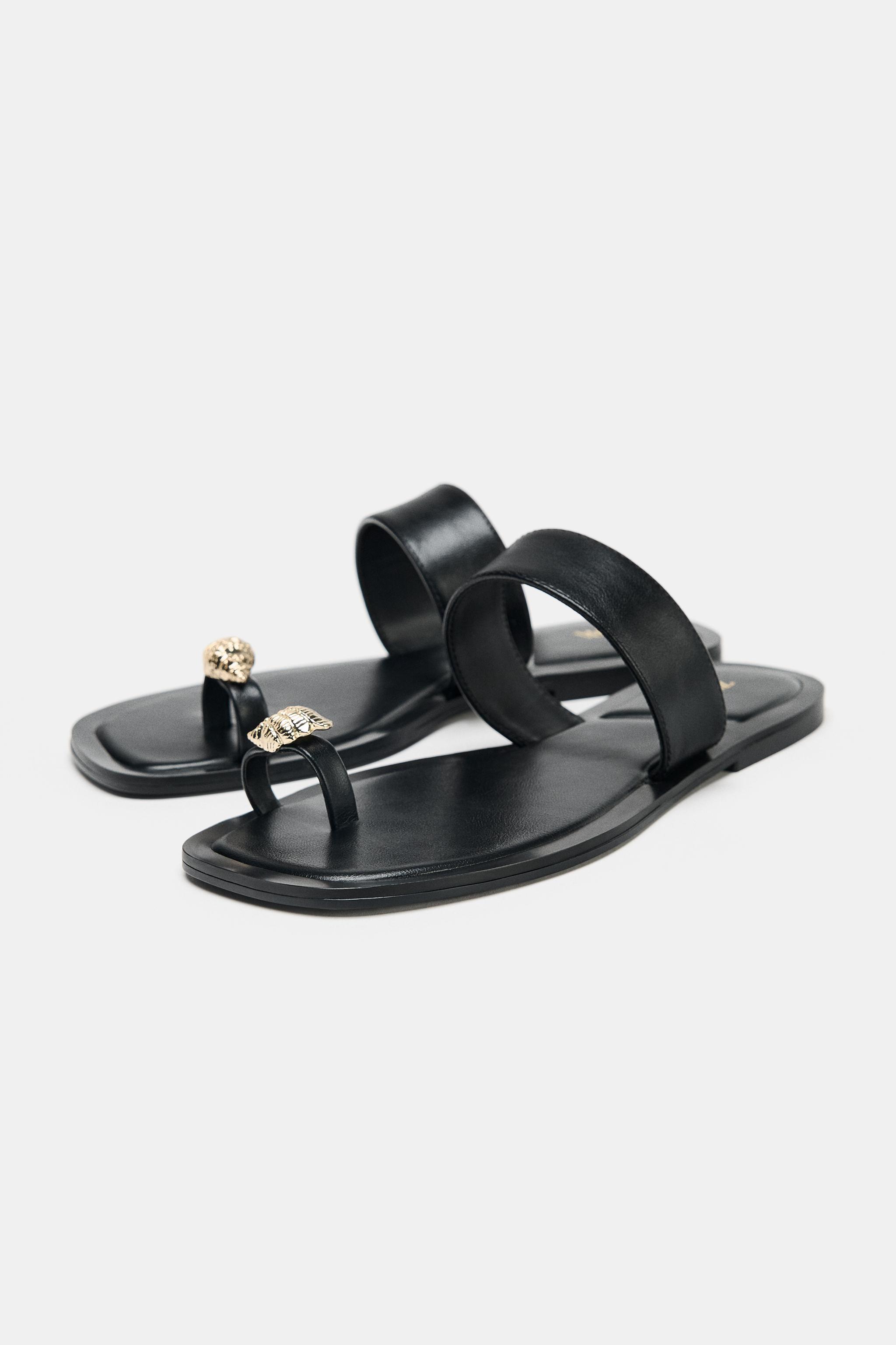 メタリックビーズ トングサンダル - ブラック | ZARA Japan / 日本