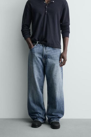 Zara BAGGY FIT JEANS - Mid-blue