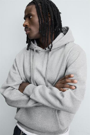 SWEAT À CAPUCHE HEAVYWEIGHT BASIQUE - Gris chiné de Zara - Image 5