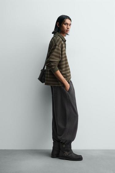 STRIPED PIQUÉ RUGBY POLO SHIRT - Dark khaki by Zara - Image 3