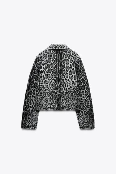 VESTE EN MAILLE JACQUARD ANIMAL - Léopard / Gris de Zara - Image 3