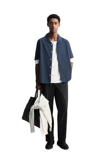 Zara KOŠULJA RELAXED FIT OD POPELINA – Plava