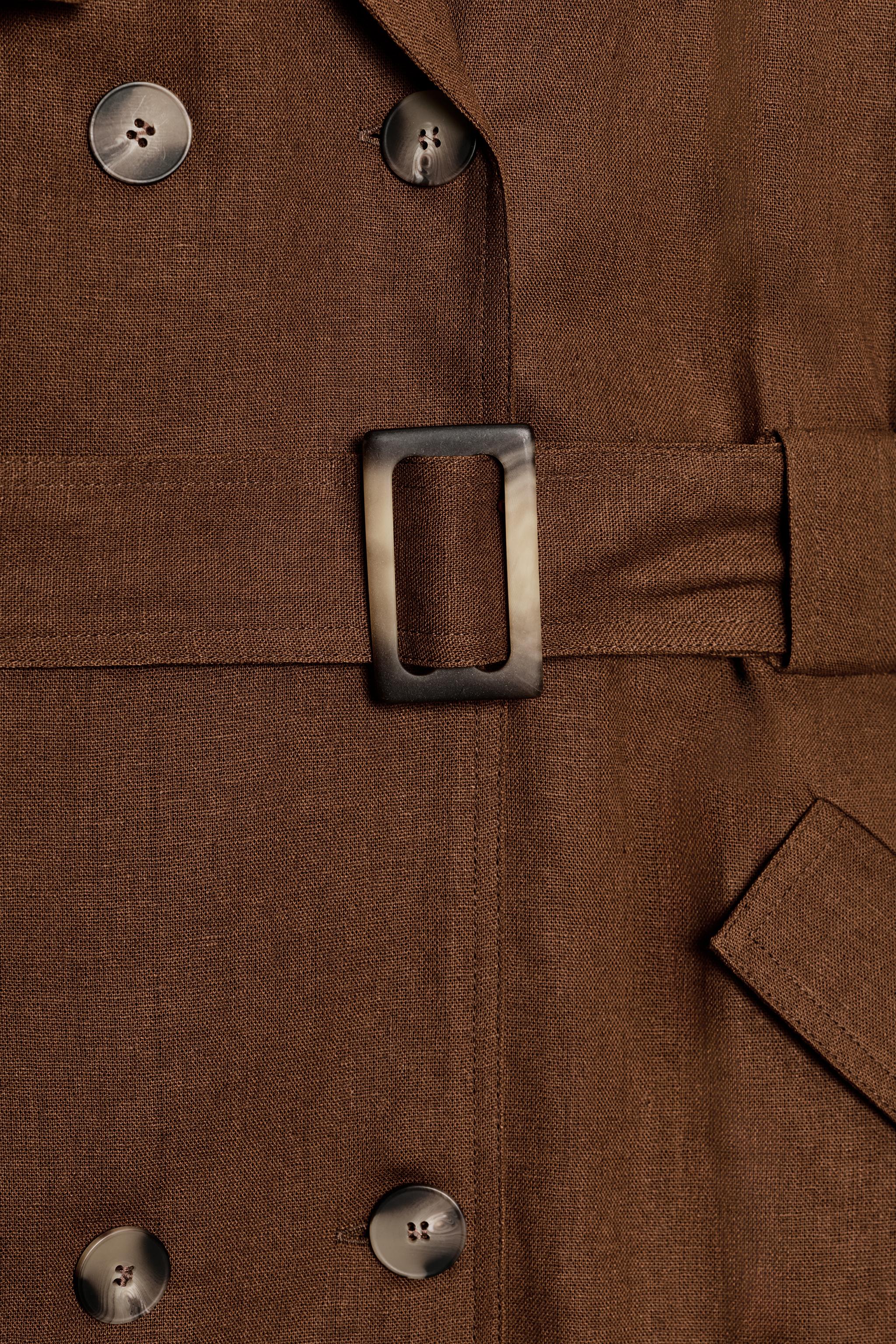 SHORT LINEN BELTED DRESS