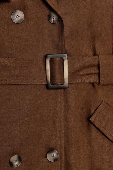 SHORT BELTED LINEN BLEND DRESS - Toffee by Zara - Image 10