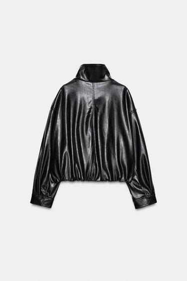 CHAQUETA EFECTO PIEL VOLUMEN - Negro de Zara