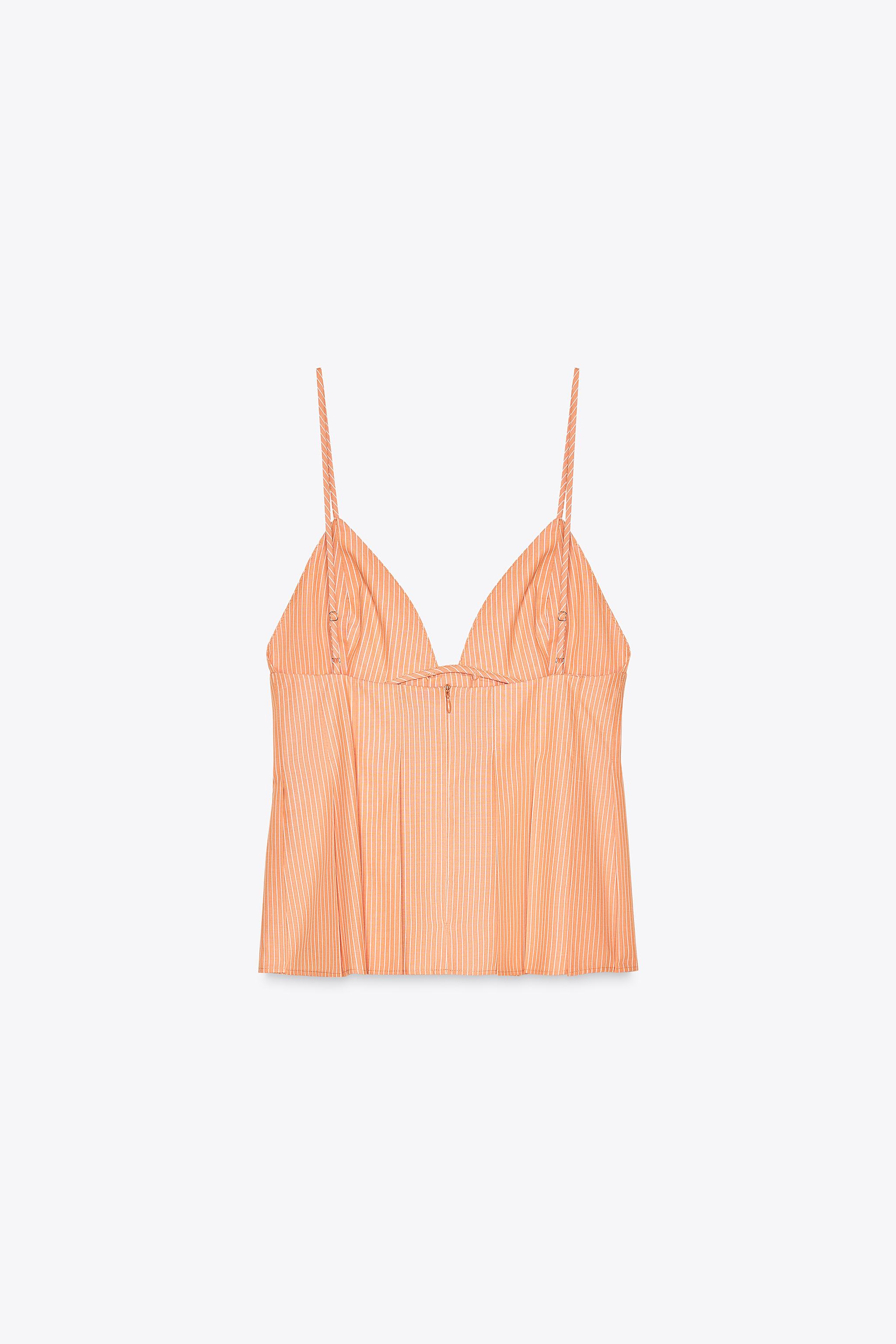 STRIPED POPLIN TOP - Orange | ZARA United States