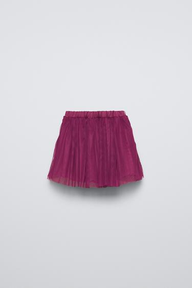 JUPE EN TULLE BANDE LATÉRALE - Bordeaux de Zara - Image 1