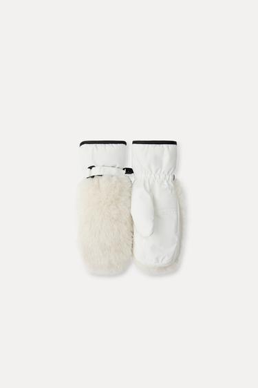 SKI COLLECTION SHEEPSKIN MITTENS - Ecru by Zara - Image 4