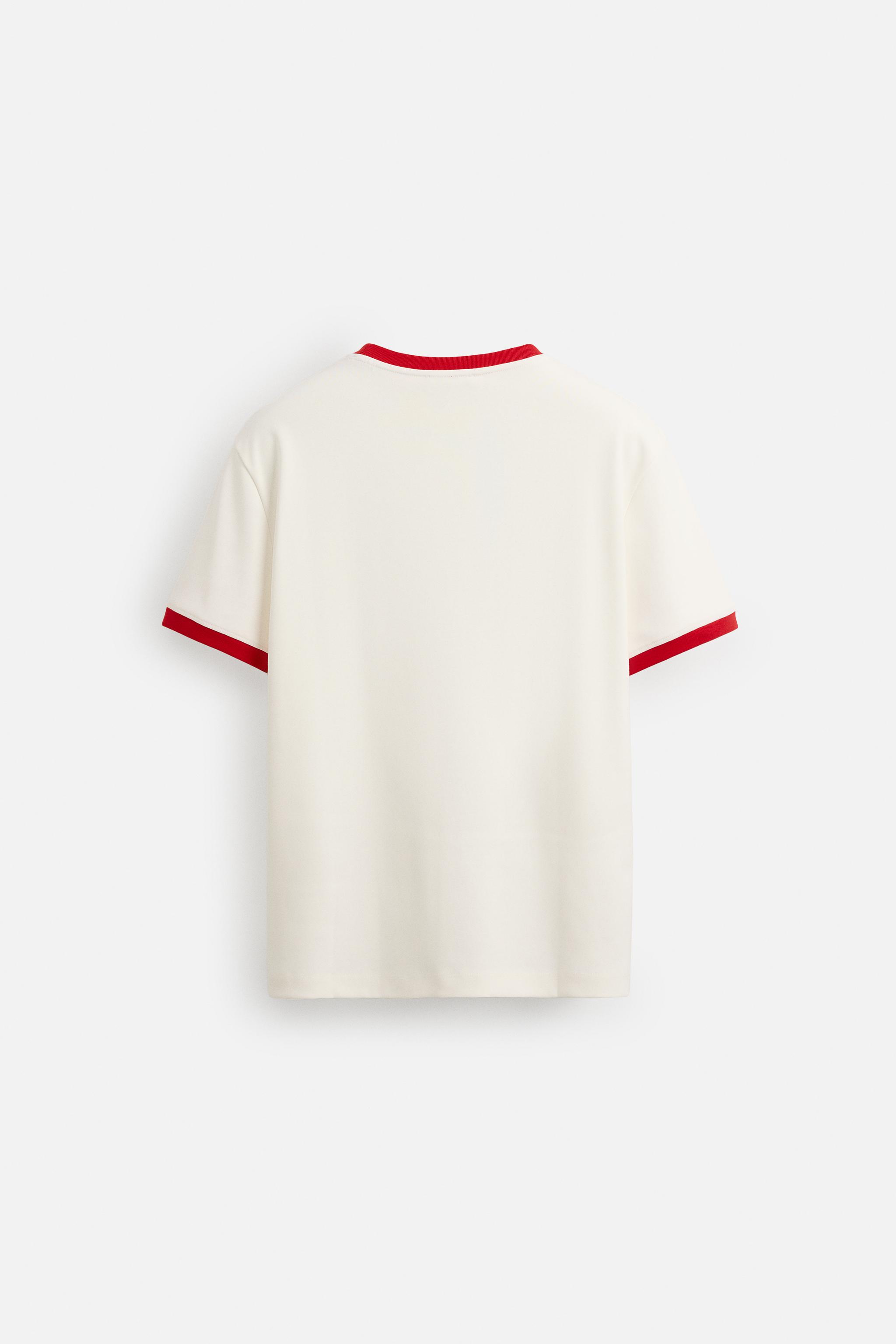 TEXT CONTRAST RIB T-SHIRT - White | ZARA United States