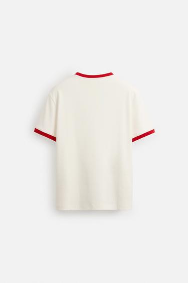 T-SHIRT RIB CONTRASTE INSCRIPTION - Blanc de Zara - Image 8