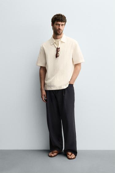 SEERSUCKER POLO SHIRT - White by Zara