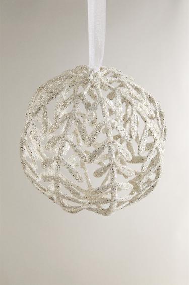 HERRINGBONE CHRISTMAS TREE DECORATION - Silver by Zara - Image 1
