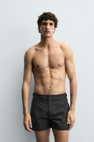 MID-STRUCTURE SWIMMING TRUNKS - Black by Zara - Image 1
