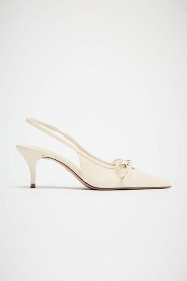 Zara BOW SLINGBACK SHOES - White