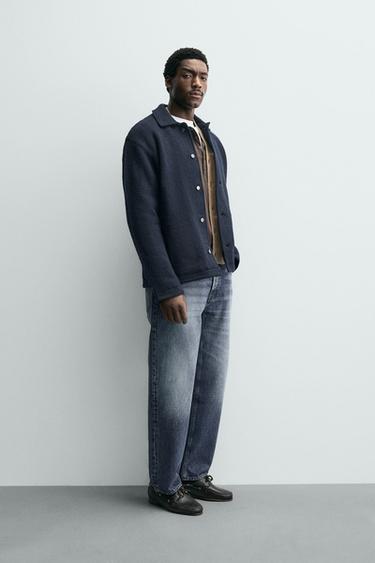 CARDIGAN STRUCTURÉ À POCHES - Bleu marine de Zara - Image 3