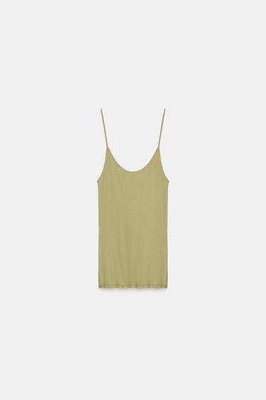 HAUT À BRETELLES SUPIMA® - Vert huile de Zara - Image 1