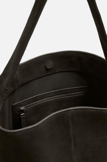 LEATHER SHOPPER BAG - Brown by Zara - Image 3