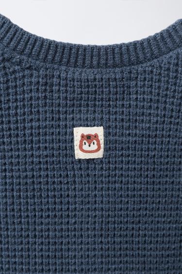 LONG KNITTED DUNGAREES WITH SQUIRREL LABEL - Blue by Zara - Image 3