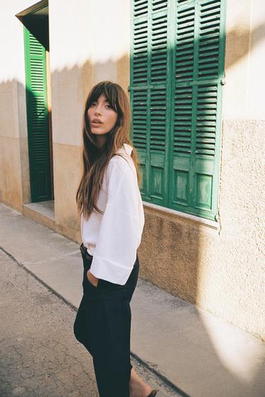 CHEMISE MANCHE LARGE AVEC LIN - Blanc de Zara - Image 2