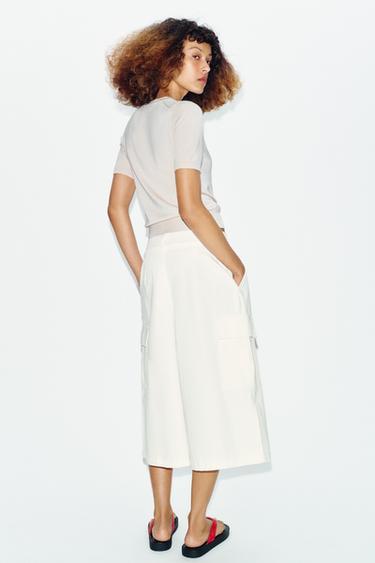 BASIC PLAIN KNIT SHORT SLEEVE TOP - Stone by Zara - Image 3