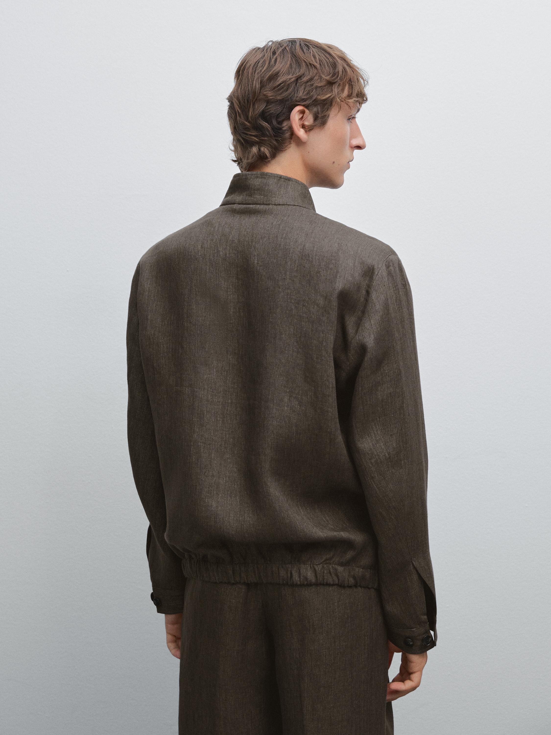 Veste bomber total look lin délavé