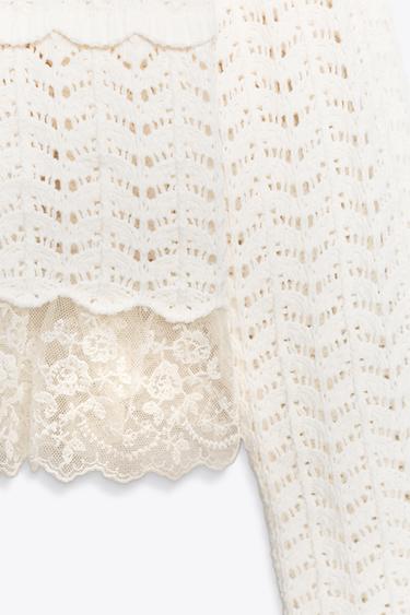 VESTE ROMANTIQUE EN CHENILLE - Écru de Zara - Image 8