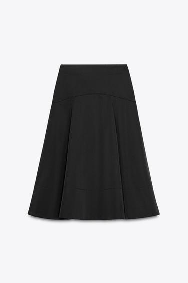 ZW COLLECTION FLARED BELT SKIRT - Black by Zara