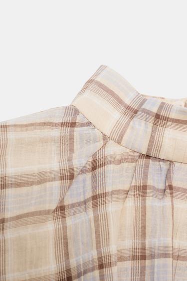 CHECK CAPE CROP TOP - Sand / Blue by Zara - Image 6