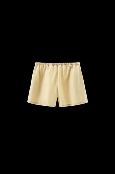 Zara POPLIN SHORTS WITH STITCHING - Ecru
