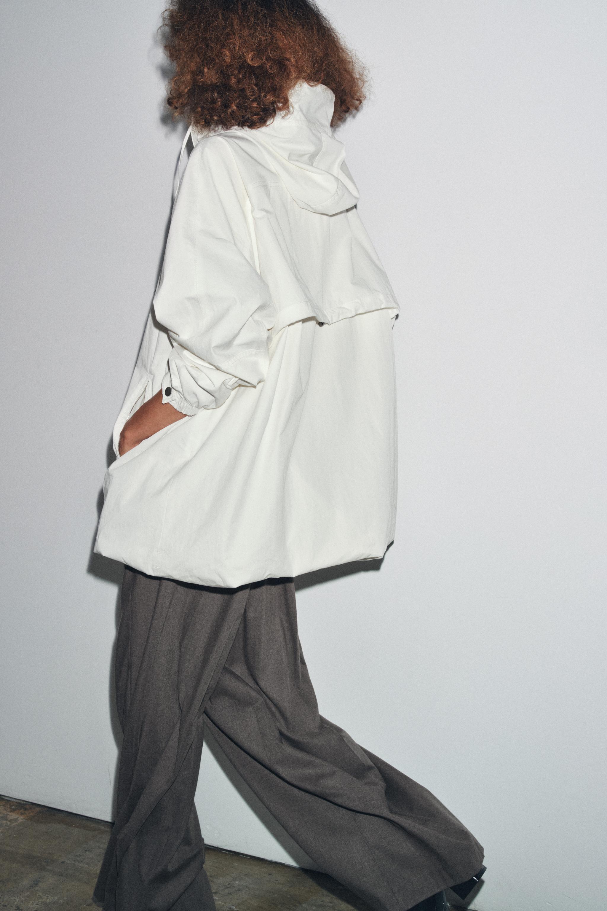 OVERSIZED MULTI-POSITION HOODIE PARKA ZW COLLECTION - White | ZARA