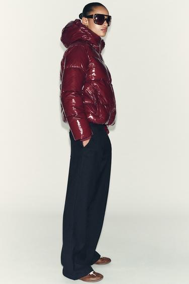 SHINY-EFFECT WATER-REPELLENT WINDPROOF ANORAK - Maroon by Zara - Image 4