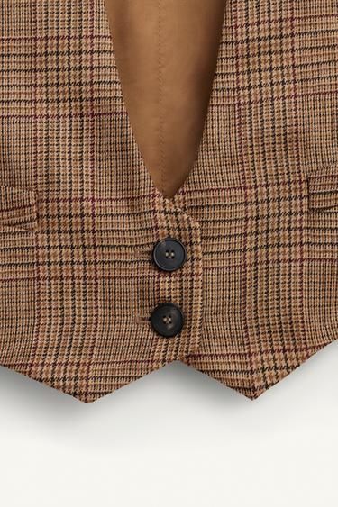 GILET À CARREAUX EN LAINE ÉDITION LIMITÉE - Marron de Zara - Image 5