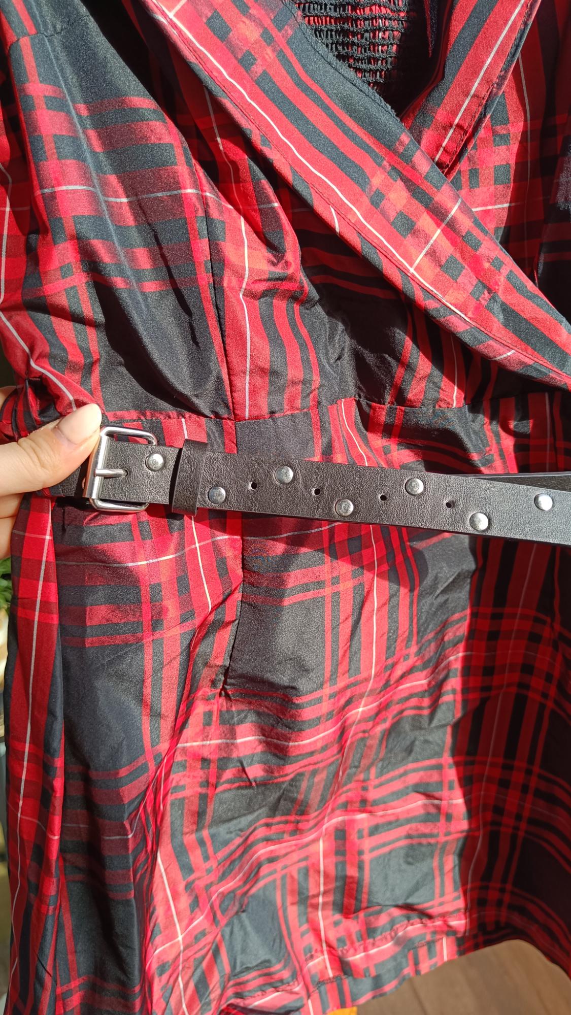 CHECKED DRESS WITH BELT - Image 3