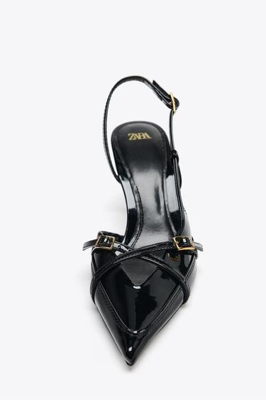Zara BUCKLED STRAP HEELED SHOES - Black