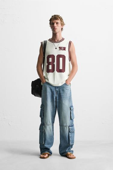 CONTRAST VARSITY TANK TOP - Ecru by Zara